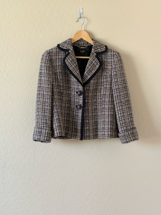 Alex Marie Jackets & Blazers - Women's Alex Marie Navy Tweed Blazer Fully Lined -